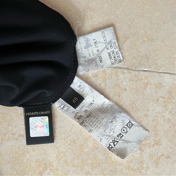 Roberto Cavalli Black V-Neck Shift Mini Dress - Picture 8 of 10